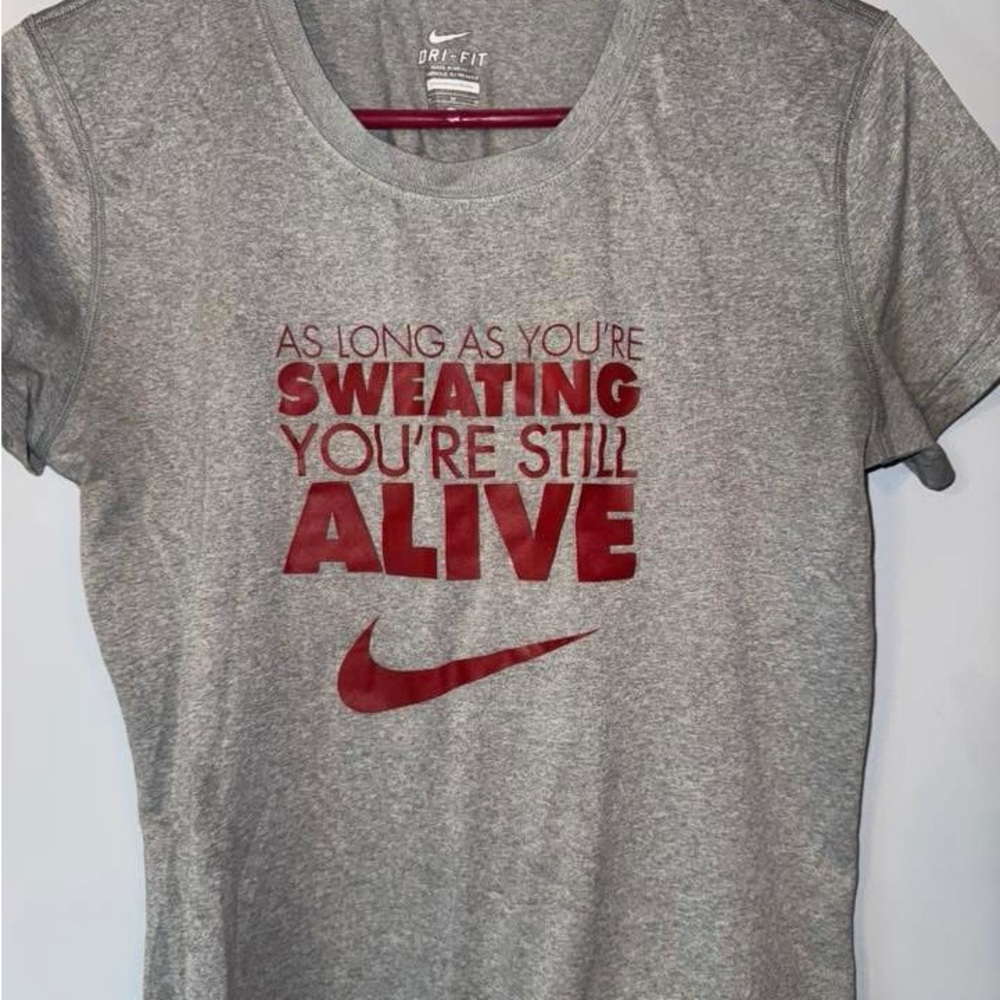 Nike Gray T-Shirt with Red Print